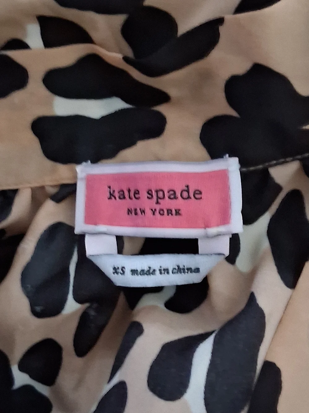 kate spade Leopard Print Tie-Neck Blouse in Tan and Black